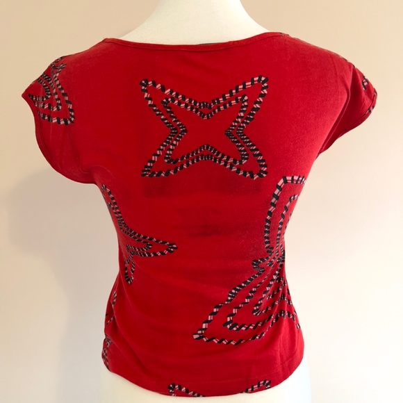 Valentino Jeans/Sport red cropped, cap sleeve T - Picture 6 of 10